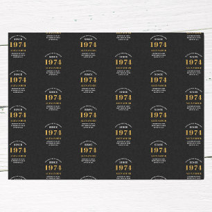 Papier Mousseline 50e anniversaire 1974 Black Gold Chic Elegant