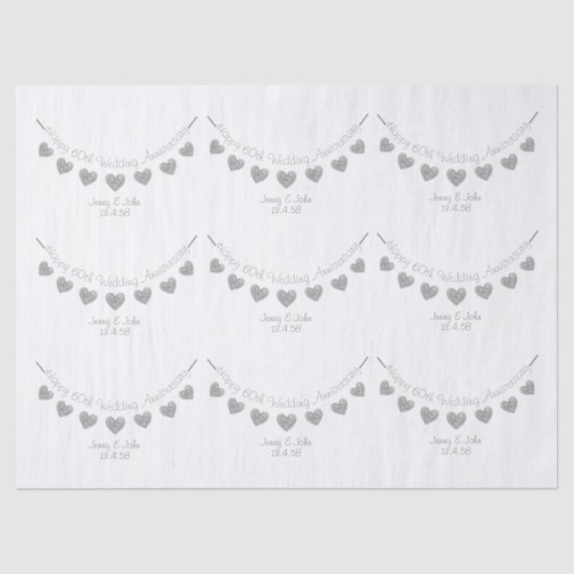 Papier Mousseline 60e anniversaire du Mariage Diamond papier de tiss (Recto)