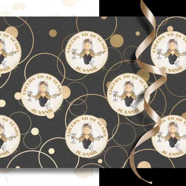 Papier Mousseline 60e anniversaire Funny moderne Fab Black Gold Anni (Créateur téléchargé)