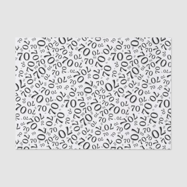 Papier Mousseline 70e anniversaire Cool Numéro Motif noir et blanc (Recto)