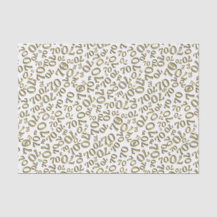 Papier Mousseline 70e anniversaire Numéro de Cool Motif Or et blanc