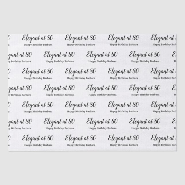 Papier Mousseline 80e anniversaire Elégant à 80 Personnaliser (Recto)