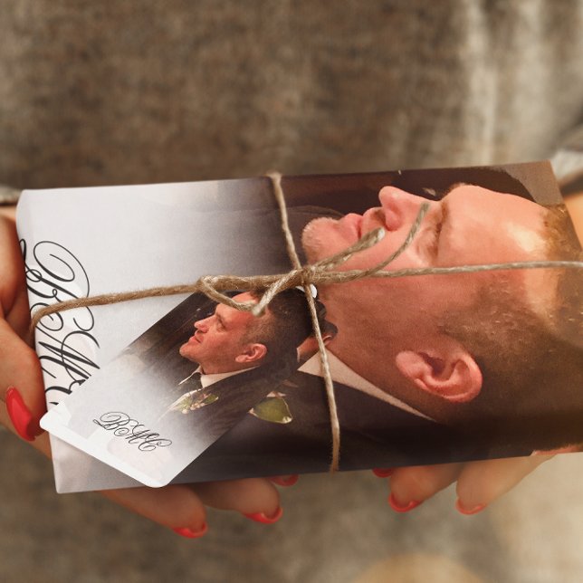 Papier Mousseline 80e anniversaire masculin Monogramme photo simple (Créateur téléchargé)