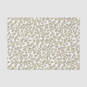 Papier Mousseline 80e Motif de nombre aléatoire or/blanc