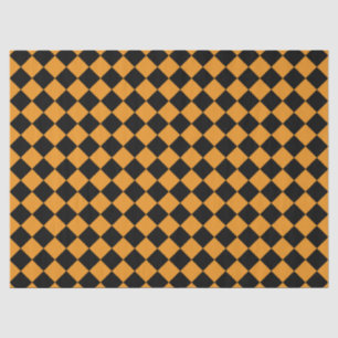 Papier Mousseline à damiers Motif Orange et Black Decoupage
