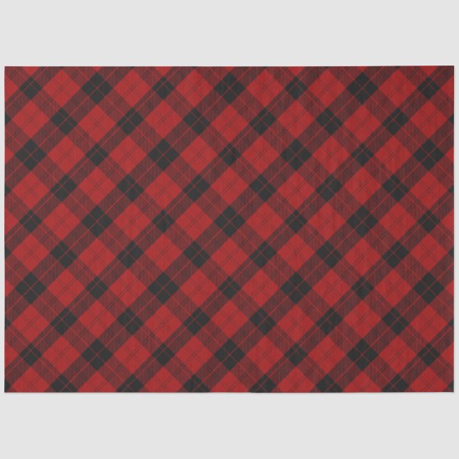 Papier Mousseline à damiers Noël Rouge Buffalo Plaid (Recto)