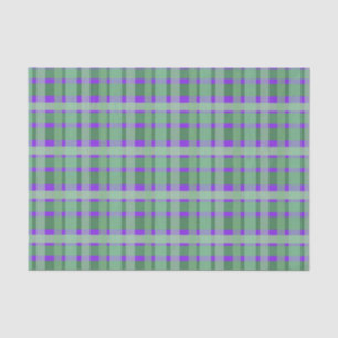 Papier Mousseline à damiers Plaid Tartan Green Stripes Sur Violet