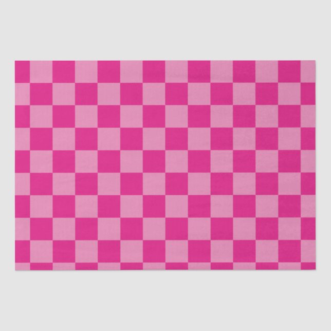 Papier Mousseline À damiers rose géométrique (Recto)