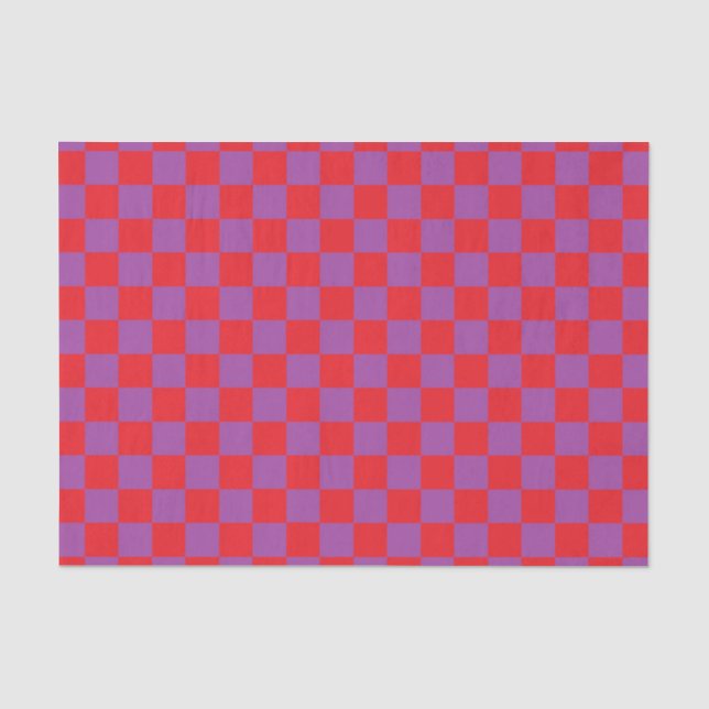 Papier Mousseline à damiers violet et rouge (Recto)