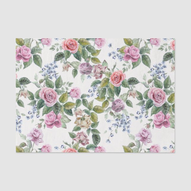 Papier Mousseline à la mode, roses, motif, chic minable, élégant, (Recto)