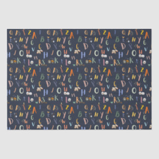 Papier Mousseline ABC Farm Life in Navy