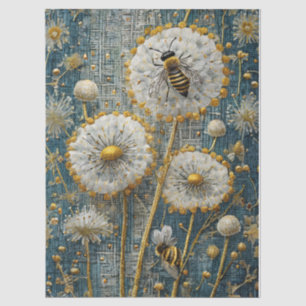 Papier Mousseline Abeille dorée et Fleur sauvage, Jardin de pissenli