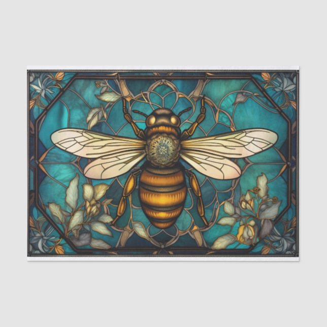 Papier Mousseline Abeille Sur Une Fenêtre En Verre Tiré (Recto)
