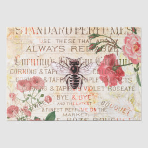 Papier Mousseline Abeille vintage et découpage Rose