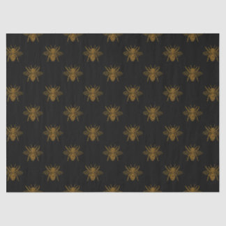Papier Mousseline Abeilles à huile métal d'or en noir