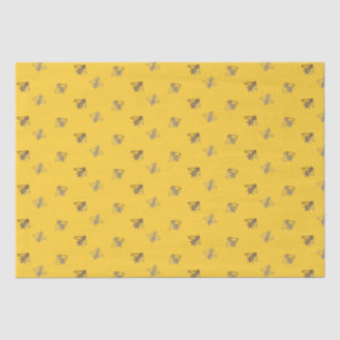 Papier Mousseline Abeilles à miel françaises gaies sur Jaune provenç