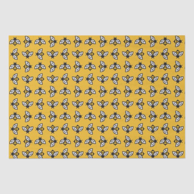 Papier Mousseline Abeilles stylisées en Provence Arrière - plan jaun (Recto)