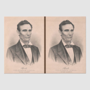 Papier Mousseline Abraham Lincoln Élu Président 1860 Lithographie