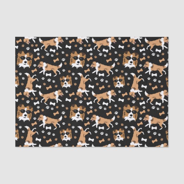 Papier Mousseline Abris Shetland Sheepdog Mini Collie Chien Tissu (Recto)