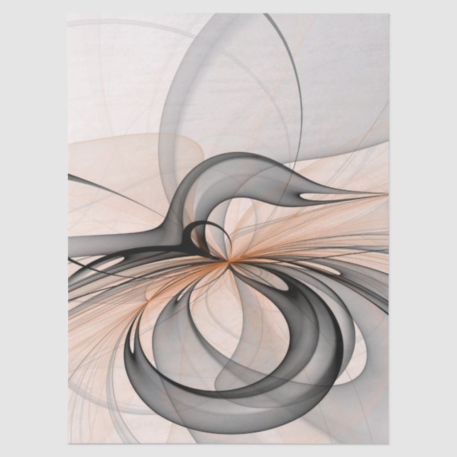 Papier Mousseline Abstract Anthracite Gray Sienna Modern Fractal Art (Recto)