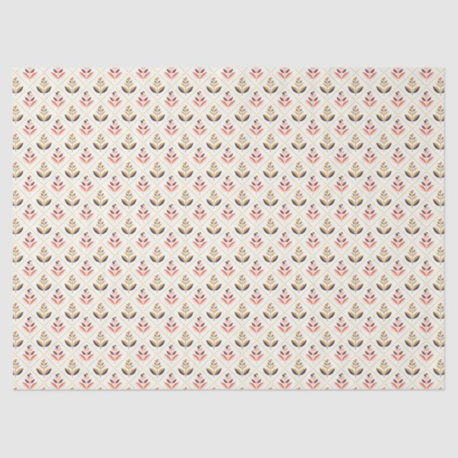 Papier Mousseline Abstract floral pattern with alternating designs (Recto)