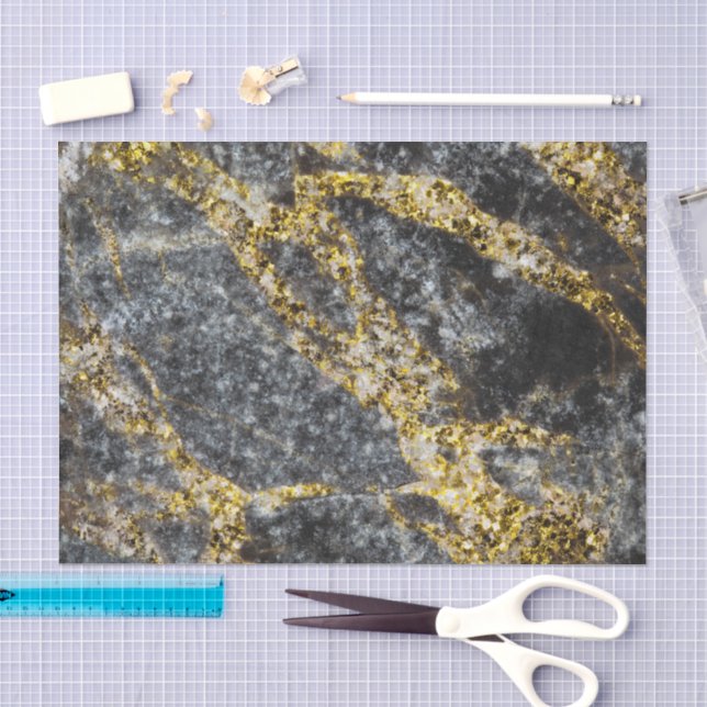 Papier Mousseline Abstract gold sparkles rocky texture (Artisanat)