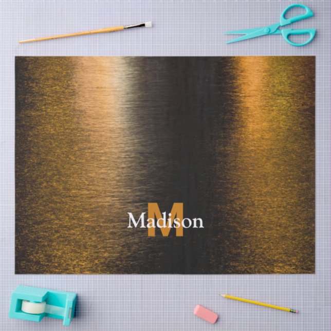 Papier Mousseline Abstract lights sea shiny bronzed Monogram (Artisanat)