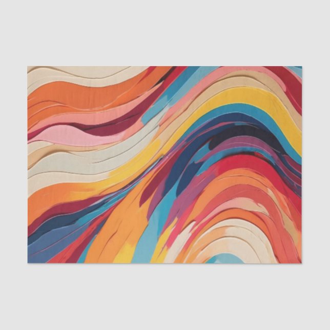 Papier Mousseline Abstrait arc-en-ciel vif rayures ondulées (Recto)