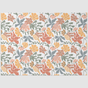Papier Mousseline Abstrait Floral & Oiseaux Mi-siècle Motif moderne