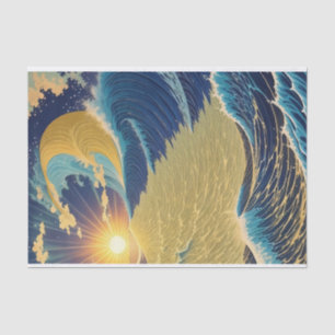 Papier Mousseline Abstrait Golden Morning Sunrise Ocean Wave