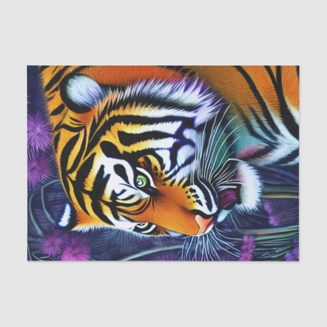 Papier Mousseline Abstrait Majestic Predator Tiger (Recto)