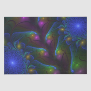 Papier Mousseline Abstrait Moderne Trippy Fractal Lumineux Coloré
