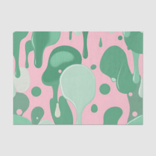 Papier Mousseline Abstrait motif goutte à goutte rose menthe verte f