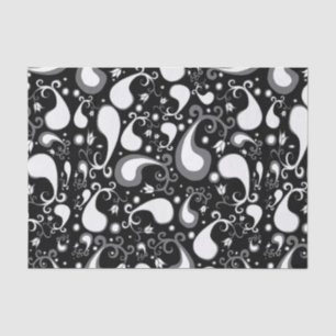 Papier Mousseline Abstrait noir et blanc Tulip Paisley Floral