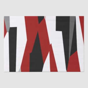 Papier Mousseline Abstrait noir, rouge et blanc
