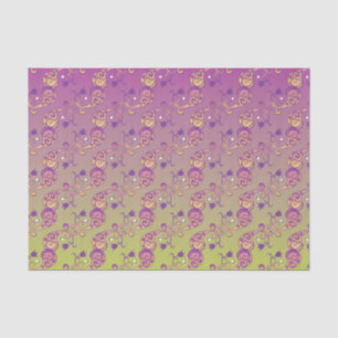 Papier Mousseline Abstrait Pastel vert et rose pâtissier floral
