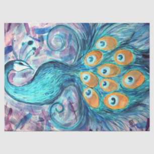 Papier Mousseline Abstrait Peacock Amateurs Turquoises Peacocks