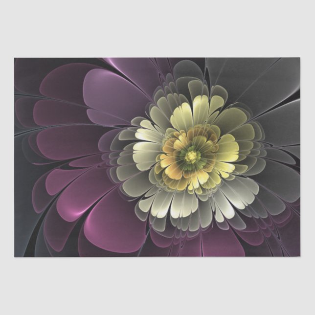 Papier Mousseline Abstrait Purpur moderne Khaki Gris Fleur fractale  (Recto)