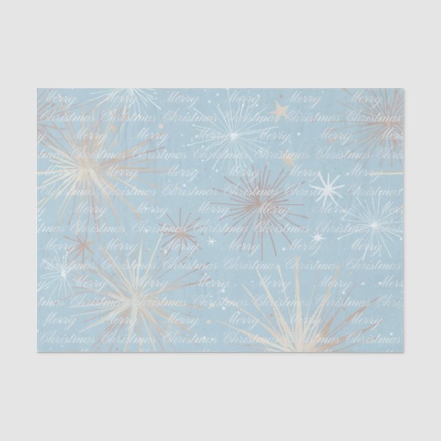 Papier Mousseline Abstrait Starburst Motif Bleu Joyeux Noël (Recto)