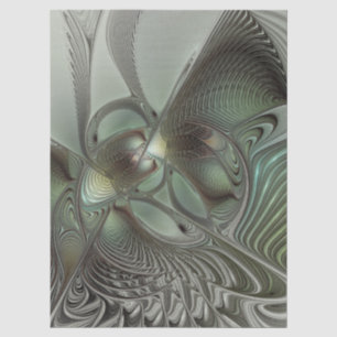 Papier Mousseline Abstrait Vert Gris Sauge Fractale Art Fantastique
