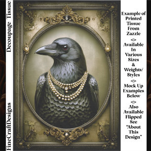 Papier Mousseline Académie Sombre Royale Corbeau & Perles ET1L Décou