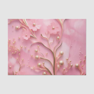Papier Mousseline Accents or en marbre rose élégant