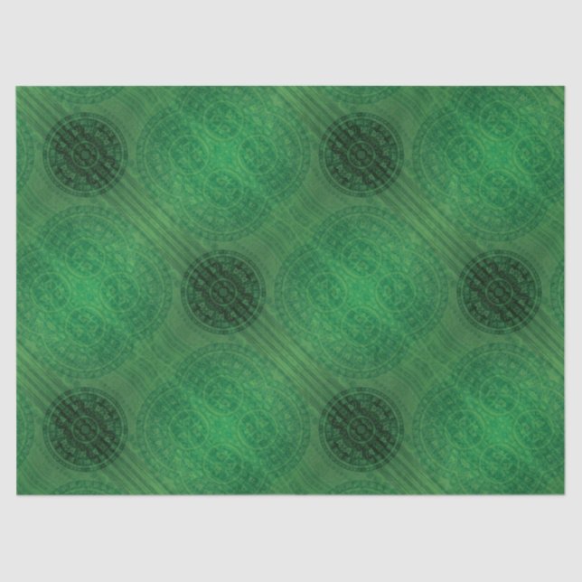 Papier Mousseline Acceptation | Médaillons de méditation verte (Recto)