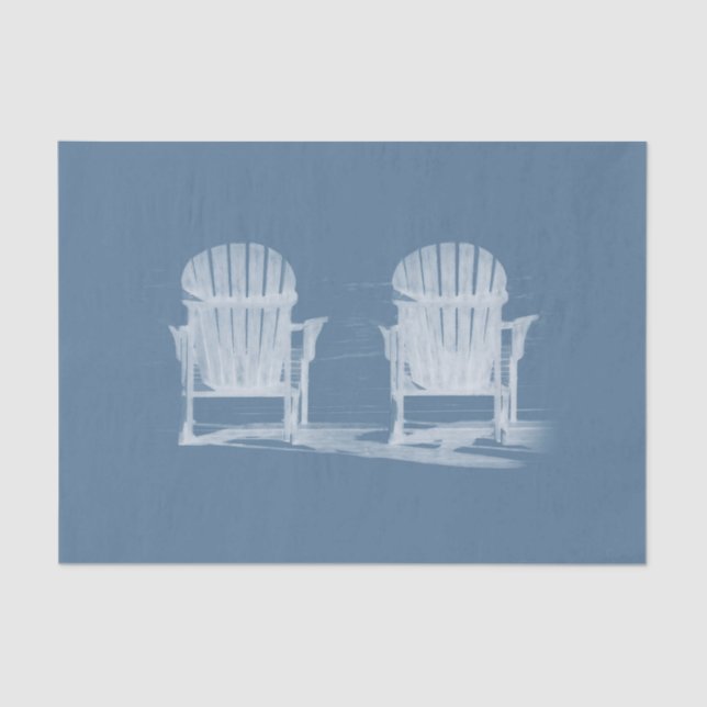 Papier Mousseline Adirondack Chaises De Plage Bleu Clair Blanc Rusti (Recto)