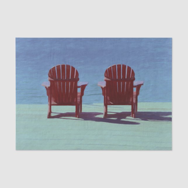 Papier Mousseline Adirondack Chaises De Plage Turquoise Bleu Rustiqu (Recto)