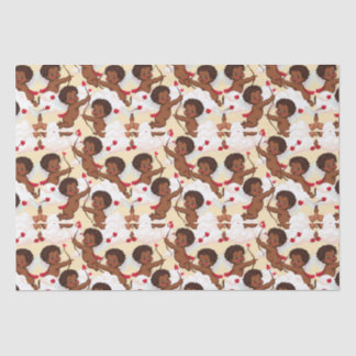 Papier Mousseline Adorable Afro-Américain Cherub avec les Coeurs