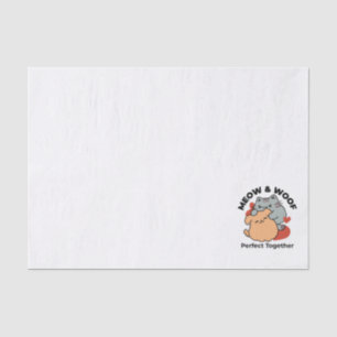 Papier Mousseline Adorable chat et chien Hug - Meow & Woof Design
