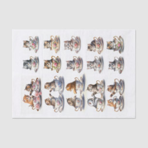 Papier Mousseline Adorable chatons assis dans les tasses