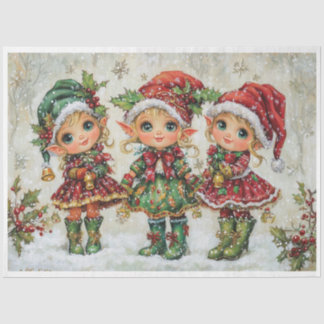 Papier Mousseline Adorable elfes de Noël