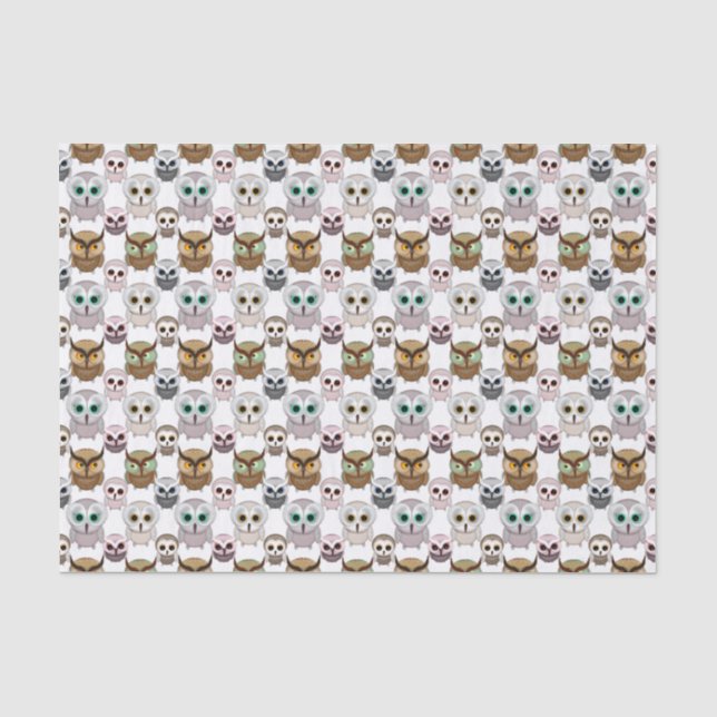 Papier Mousseline Adorable Motif de Chouettes illustrées (Recto)